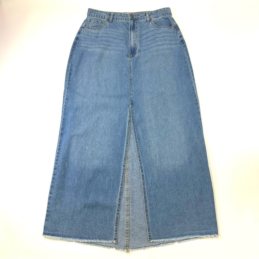 And Now This cotton denim split front maxi skirt Size 14 summer jean skirt